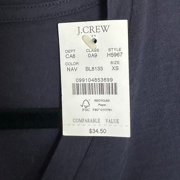 NWT J.Crew Factory Navy Slub Cotton V-Neck Tee – Size XS - Picture 8 of 11